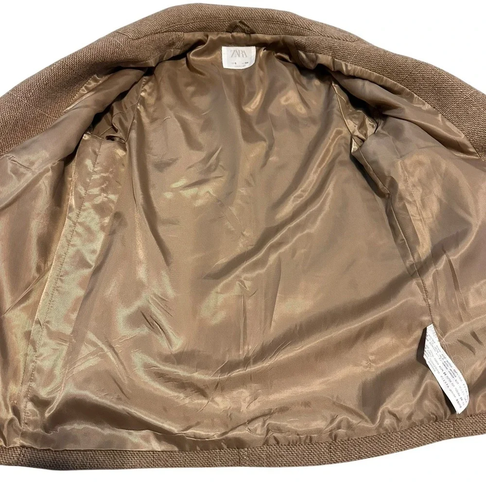 Zara Girls woll blend double‎ breasted coat size 9c/134 cm Pre Owned Beige/Tan